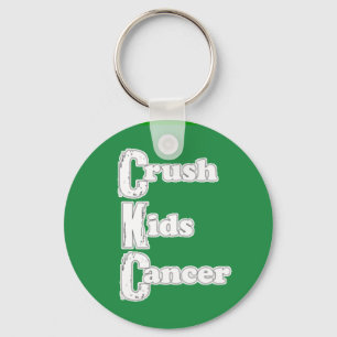 Groene Sleutelhanger "Crush Kinder Cancer"