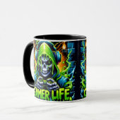 Groene Slijm Gamer Leven Schedel Mok (Voorkant links)