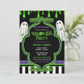 Groene slijm Halloween spookkostuum feestje Kaart (Staand voorkant)