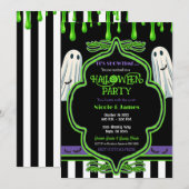 Groene slijm Halloween spookkostuum feestje Kaart (Voorkant / Achterkant)