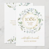 Groene slinger gouden nieuwe adresaankondiging (Voorkant / Achterkant)