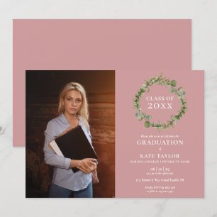 Groene slinger stoffig roze foto afstudeerfeest kaart