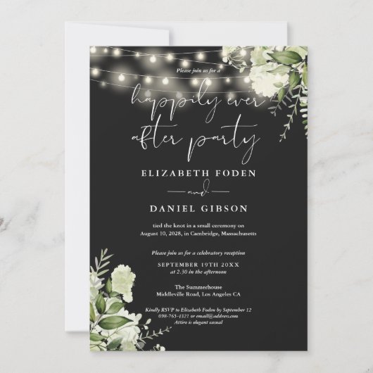 Groene Slingerlichten Happily Ever After Bruiloft Kaart (Voorkant)