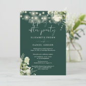 Groene Slingerlichten Happily Ever After Bruiloft Kaart (Staand voorkant)