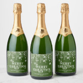 Groene slingerlichten Kerstfeest Sparkling Wijnetiket (Flessen)