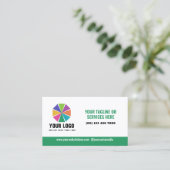 Groene slogan Uw logo hier Bewerkbare QR-code Visitekaartje (Staand voorkant)