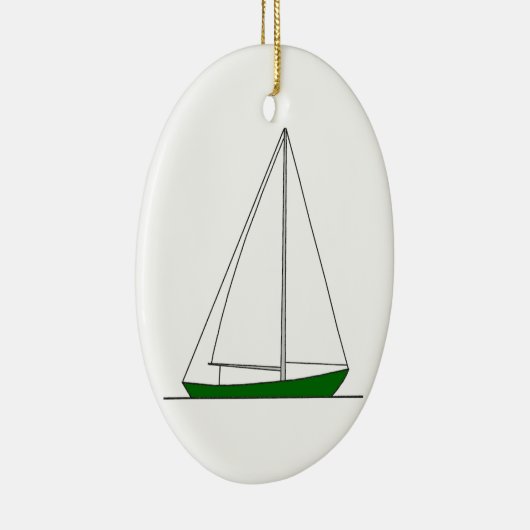Groene Sloop Sailboot Keramisch Ornament (Rechts)
