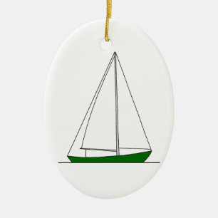 Groene Sloop Sailboot Keramisch Ornament