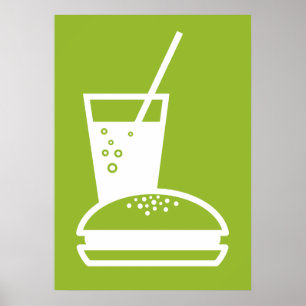 groene smaakexplosie van hamburger en limonade poster