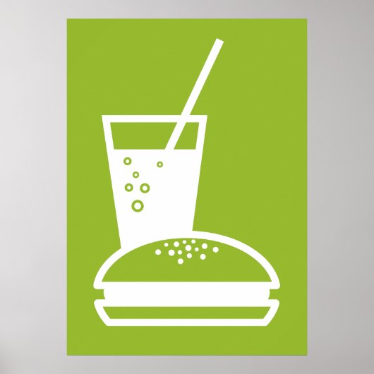groene smaakexplosie van hamburger en limonade poster (Voorkant)
