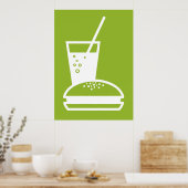 groene smaakexplosie van hamburger en limonade poster (Keuken)