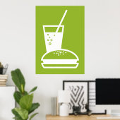 groene smaakexplosie van hamburger en limonade poster (Thuiskantoor)