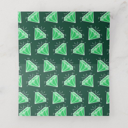 Groene smaragd 55ste huwelijksverjaardag tafel plaatskaartje (Binnenkant ongevouwen)