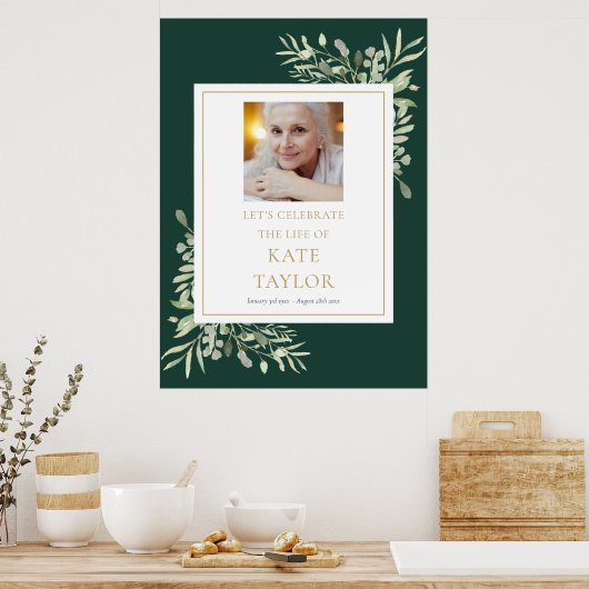 Groene Smaragd Foto Herdenking Levensbevestiging B Poster (Keuken)