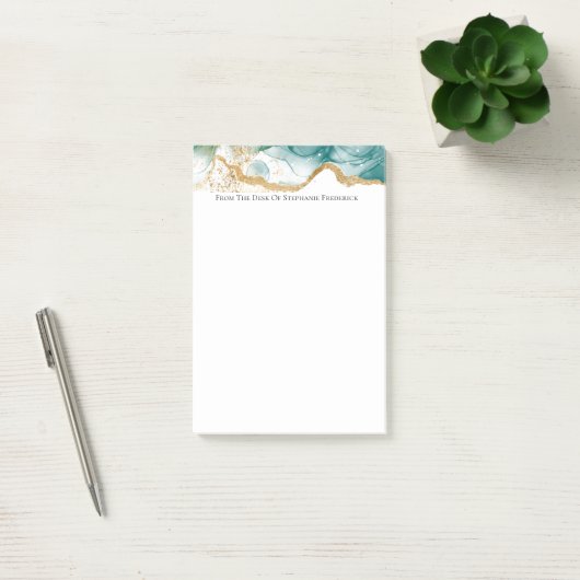 Groene Smaragd Gouden Rand Moderne Trendy Waterver Post-it® Notes (Kantoor)
