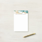 Groene Smaragd Gouden Rand Moderne Trendy Waterver Post-it® Notes (Op bureau)