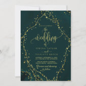 Groene Smaragd Kalligrafie Alles in Een Bruiloft Kaart (Voorkant)