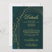 Groene Smaragd Kalligrafie Alles in Een Bruiloft Kaart (Achterkant)