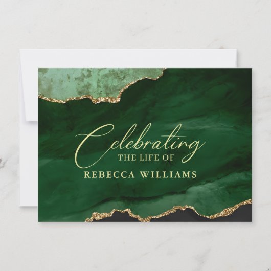 Groene Smaragd Kalligrafie Viering van het Leven Kaart (Achterkant)