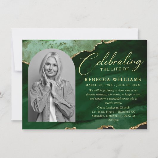 Groene Smaragd Kalligrafie Viering van het Leven Kaart (Voorkant)