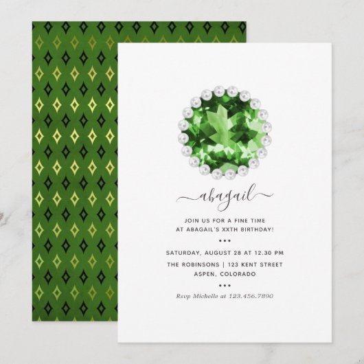 Groene Smaragd Mardi Gras Verjaardagsfeestje Kaart (Voorkant / Achterkant)