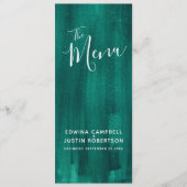 Groene smaragd moderne abstracte kunst bruiloft me menu (Voorkant)