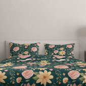 Groene Smaragd  Wildflower Roos Patroon Kussensloop