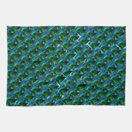 Groene smaragden en krommen onder nikkelrooster theedoek