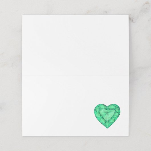 Groene smaragdgroene hart waterverf gast plaats ka plaatskaartje (Buitenkant ongevouwen)
