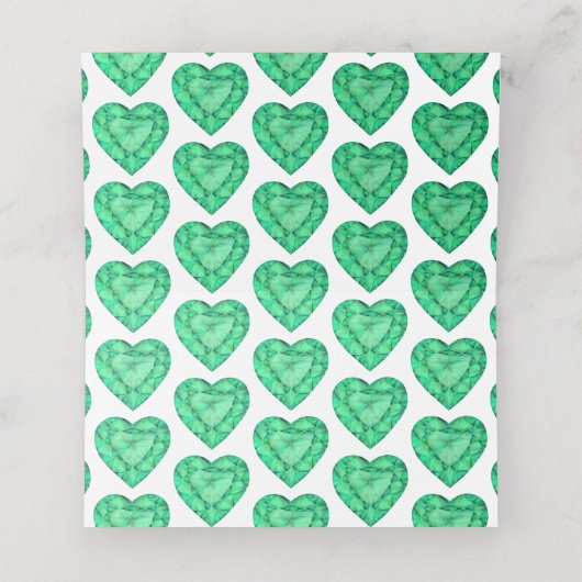 Groene smaragdgroene hart waterverf gast plaats ka plaatskaartje (Binnenkant ongevouwen)
