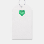Groene smaragdgroene juweel hartsteen waterverf la cadeaulabel (Achterkant)