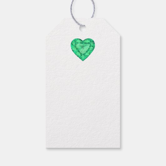 Groene smaragdgroene juweel hartsteen waterverf la cadeaulabel (Achterkant)