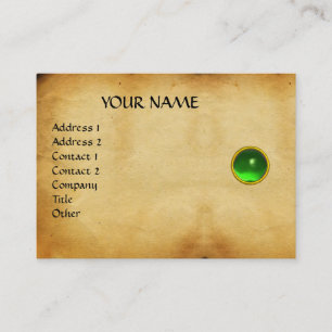 GROENE SMARAGDGROENE MON ,GRIJZE AGATA-perkament Visitekaartje