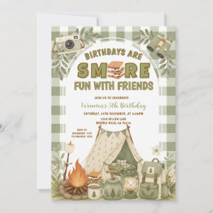 Groene S'more Plezier Met Vrienden Camping Verjaar Kaart