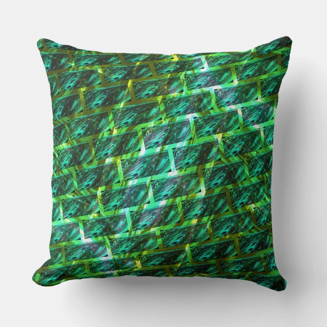 Groene smudgy, gekrast, raster of andere steen? kussen (Voorkant)