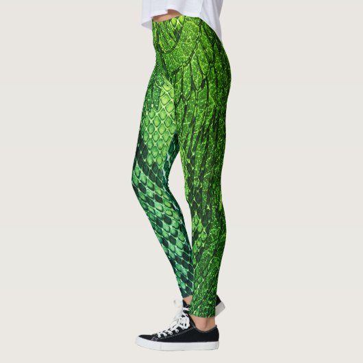 Groene Snake huidstijl smokkel. Leggings (Links)