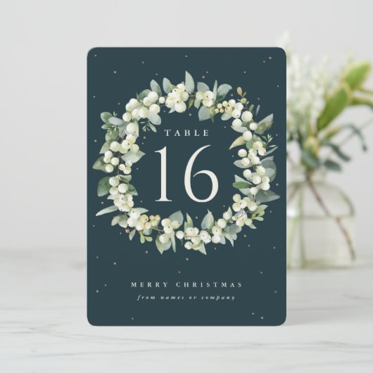 Groene Sneeuwbes+Eucalyptus Kersttafel Nummer (Staand voorkant)