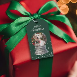 Groene Sneeuwbol Sneeuwvlok Foto Cadeaulabel