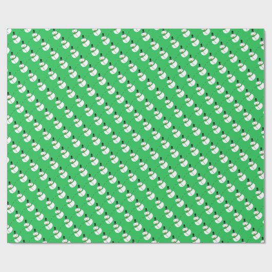 Groene sneeuwman, feestelijk cadeaupapier (Vlak)