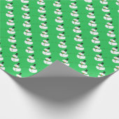Groene sneeuwman, feestelijk cadeaupapier (Hoek)