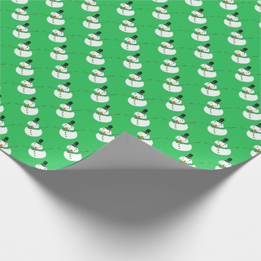 Groene sneeuwman, feestelijk cadeaupapier (Hoek)