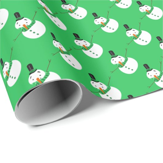 Groene sneeuwman, feestelijk cadeaupapier (Rol Hoek)