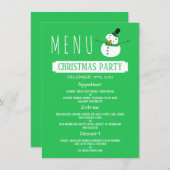 Groene Sneeuwman, Kerstfeest Menu Kaart (Voorkant / Achterkant)
