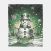 Groene Sneeuwman Sneeuwvlokken Fleece Deken (Voorkant)