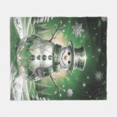 Groene Sneeuwman Sneeuwvlokken Fleece Deken (Voorkant (Horizontaal))