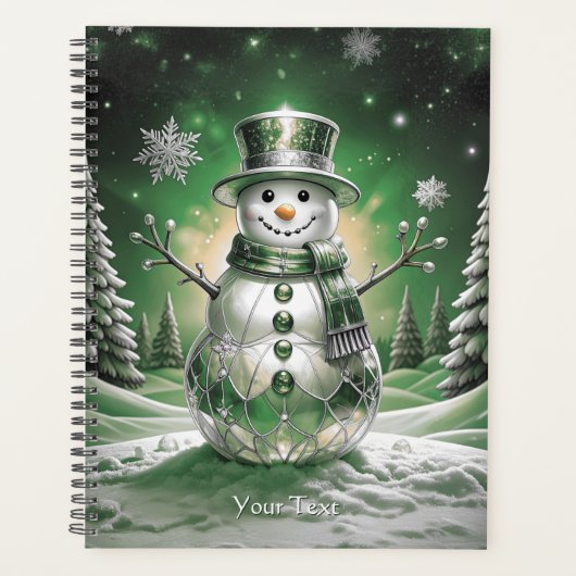 Groene Sneeuwman Sneeuwvlokken Vakantie Planner (Voorkant)