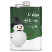 Groene Sneeuwman Winter Scene Kerstfles Heupfles (Voorkant)