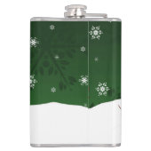 Groene Sneeuwman Winter Scene Kerstfles Heupfles (Achterkant)