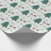 Groene Sneeuwmannen en Kerstbomen Kerstmis Cadeaupapier (Hoek)