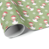 Groene sneeuwpoppen inpakpapier met kerstmutsen! (Rol Hoek)